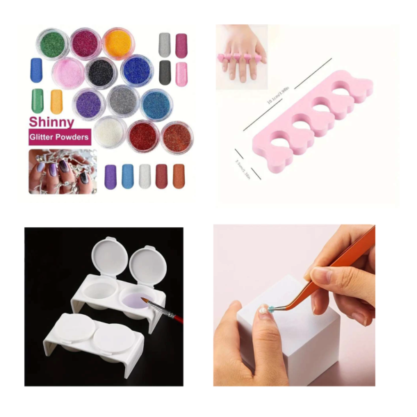 Nail Kit for Beginners - 23 in 1 Set with 12 Color Glitters - Image 2