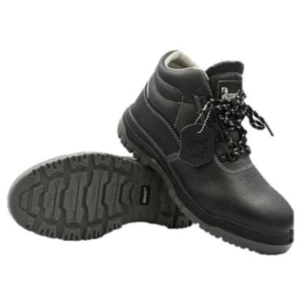 Leather High Cut Safety Shoes - Black