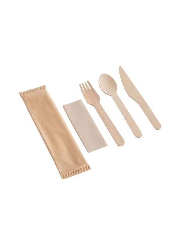Wooden Cutlery Set – 50 pcs (Forks, Knives, Spoons) - Image 2