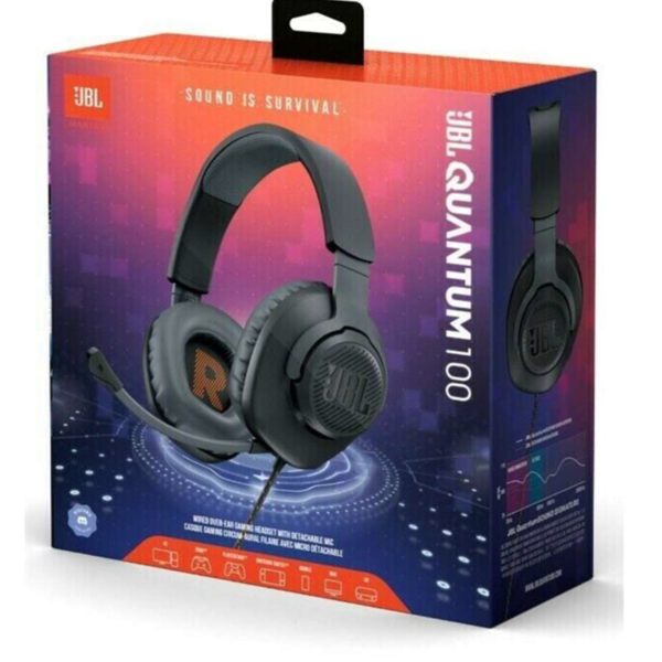 JBL Quantum 100 - Wired Over-Ear Gaming Headphones (Black)