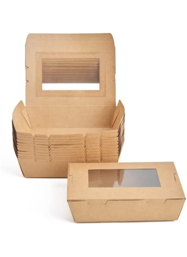 Kraft Lunch Box with Clear Window – Pack of 10 - Image 3