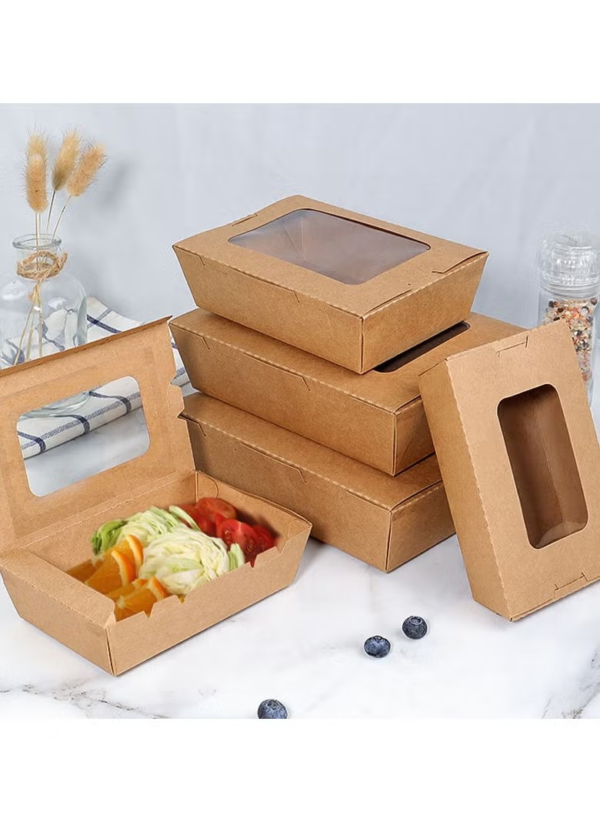 Kraft Lunch Box with Clear Window – Pack of 10 - Image 2