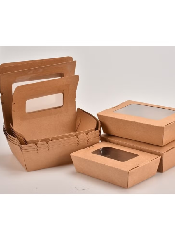 Kraft Lunch Box with Clear Window – Pack of 10